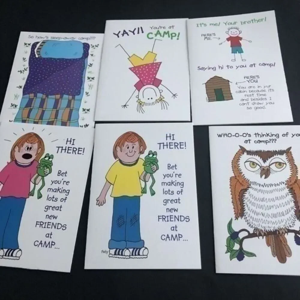 Patsy Card Shop Kamp Kids Sending Love 6 Cards + Envelopes With Envelopes New